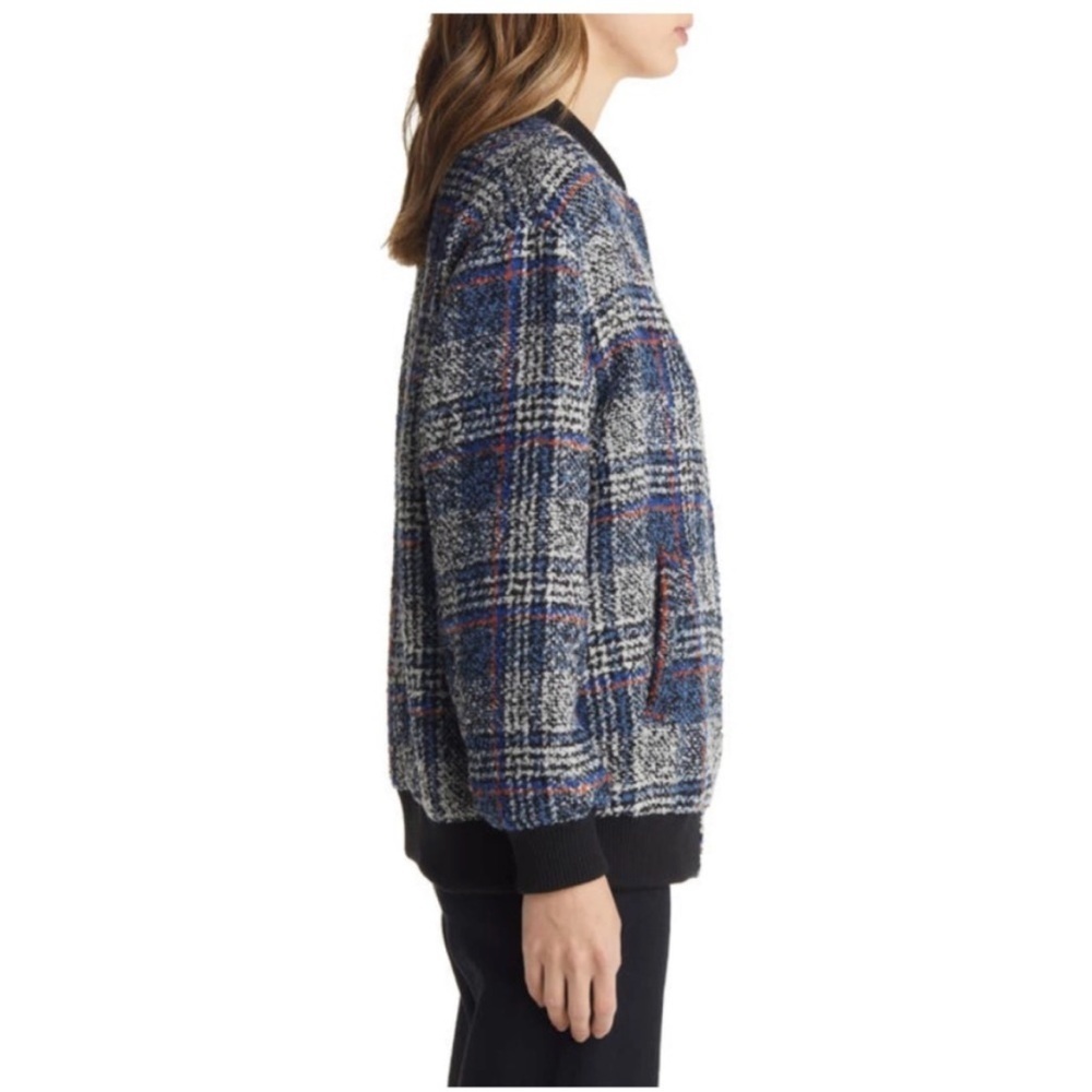 Avec Les Filles Plaid Tweed Bomber Jacket Coat, Size 3X, Gray Grey Blue - Picture 3 of 9